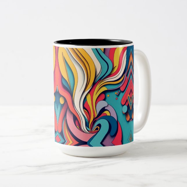 Café Em Dois Tons Abstrato Art no café, 2 caneca de tonalidade (Frente Esquerda)