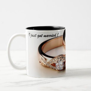 Café Em Dois Tons Acabei de me casar! Caneca
