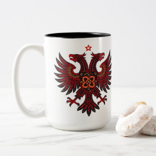 Café Em Dois Tons Águia Dupla Albanesa Arte Étnica Caneca de Cerâmic