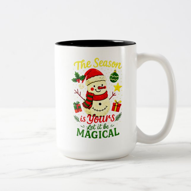 Café Em Dois Tons Alegre Caneca de Natal de Papai Noel Mágico Conjun (Direita)