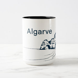 Café Em Dois Tons Algarve Portugal Falésias Costeiras Caneca de Duas