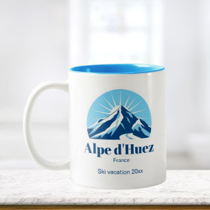 Café Em Dois Tons Alpe d'Huez France caneca de esqui
