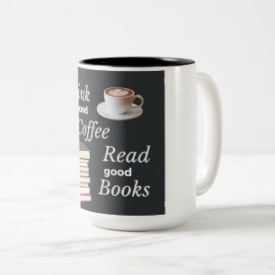 Café Em Dois Tons Amantes de livros lendo caneca