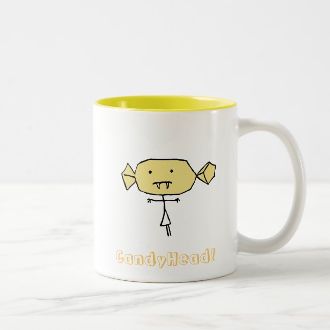 Café Em Dois Tons Amarelo da caneca do bitey de CandyHead (Direita)