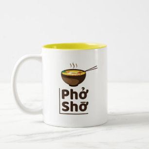 Café Em Dois Tons Amarelo original da caneca de Pho Sho dos Ramen