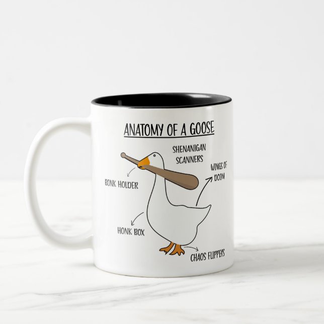 Café Em Dois Tons Anatomia de uma caneca de beisebol Goose Engraçado (Esquerda)