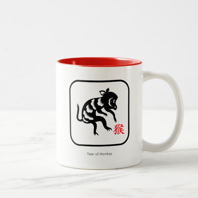 Café Em Dois Tons Ano de caneca do macaco - zodíaco chinês (Direita)