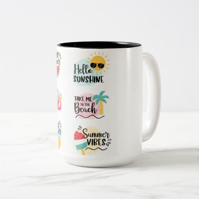 Café Em Dois Tons Aproveite a caneca de Sorvete Sun&Summer (Frente Esquerda)