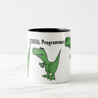Café Em Dois Tons AQ- caneca do dinossauro do programador de COBOL