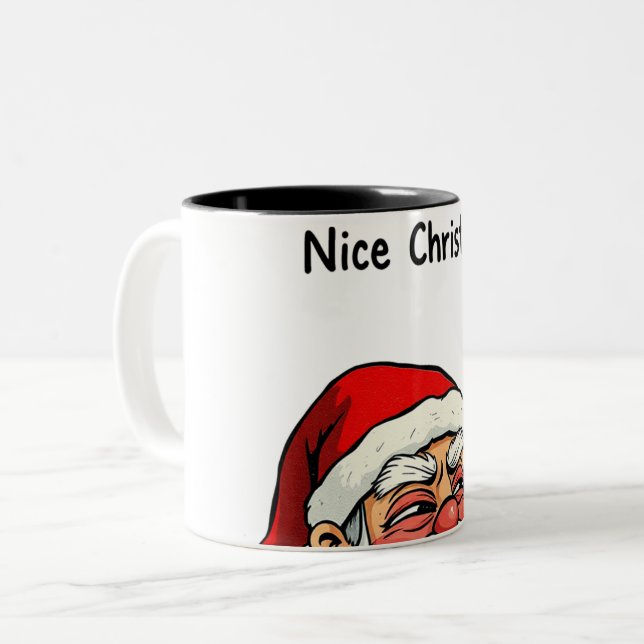Café Em Dois Tons Bela caneca de Natal - Papais noeis (Frente Esquerda)