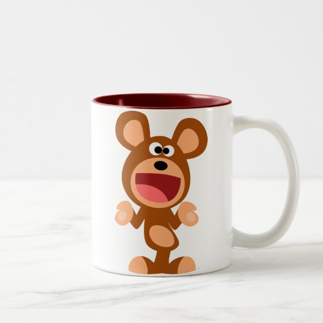Café Em Dois Tons "Bem..." Caneca do Urso de Desenho Animado Dando d (Direita)