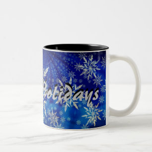 Café Em Dois Tons Boas festas caneca do floco de neve