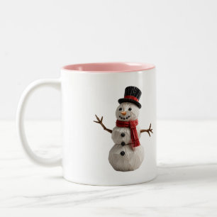 Café Em Dois Tons Boneco de Neve Origami com Caneca de Cachecol