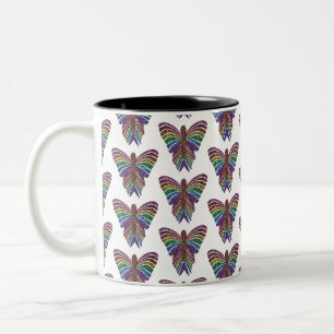 Café Em Dois Tons Borboleta Arco-íris (padrão) - Caneca de Duas Core