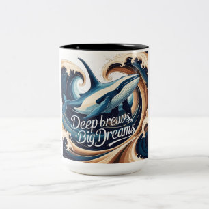 Café Em Dois Tons Brechas profundas, caneca de sonhos grandes