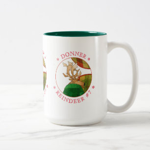 Café Em Dois Tons CABEÇA DE RENA ALTA Caneca de Duas Cores Verde Caç