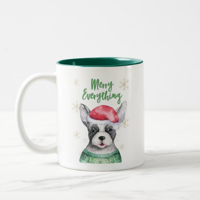 Café Em Dois Tons Cachorro de Natal Bonito, 2 Caneca Tonelada (Esquerda)