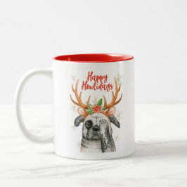 Café Em Dois Tons Cachorro Feliz de Natal Pug 2 Caneca Tonelada