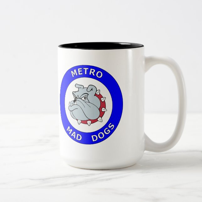 Café Em Dois Tons Cães loucos do metro - caneca de 15 onças (Direita)