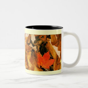 Café Em Dois Tons Caia na caneca das folhas de outono
