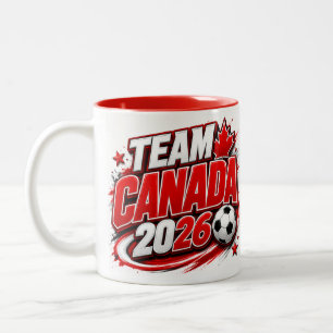 Café Em Dois Tons CANADÁ TIME 2026 Caneca para Fã de Futebol   Canad