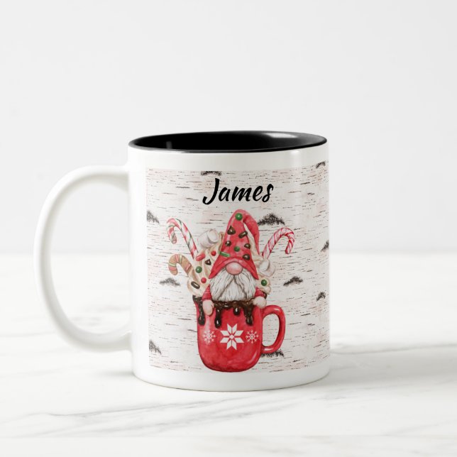 Café Em Dois Tons Candycane Gnome na caneca de chocolate (Esquerda)