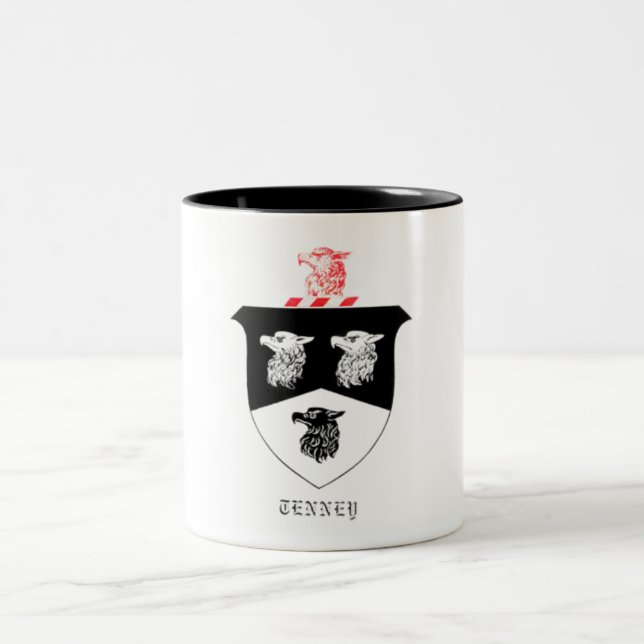 Café Em Dois Tons caneca 11 0z com crista da família de Tenney (Centro)