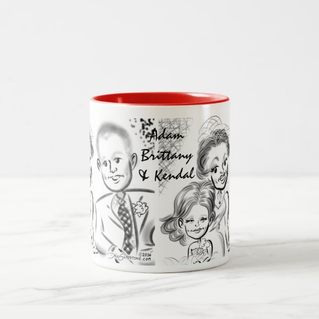Café Em Dois Tons Caneca 2014 da caricatura do casamento de Brittany (Centro)