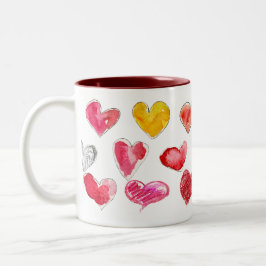 Café Em Dois Tons Caneca 3 dos corações do amor dos namorados de 4