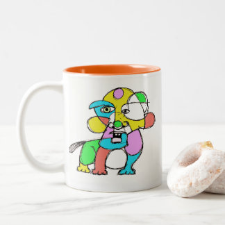 Café Em Dois Tons Caneca abstrata do cão da arte de Denis Gaston