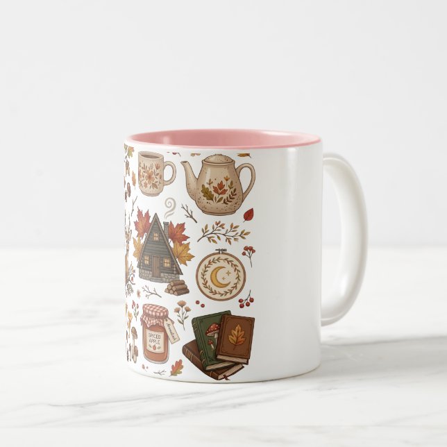 Café Em Dois Tons caneca aconchegante de outono (Frente Esquerda)