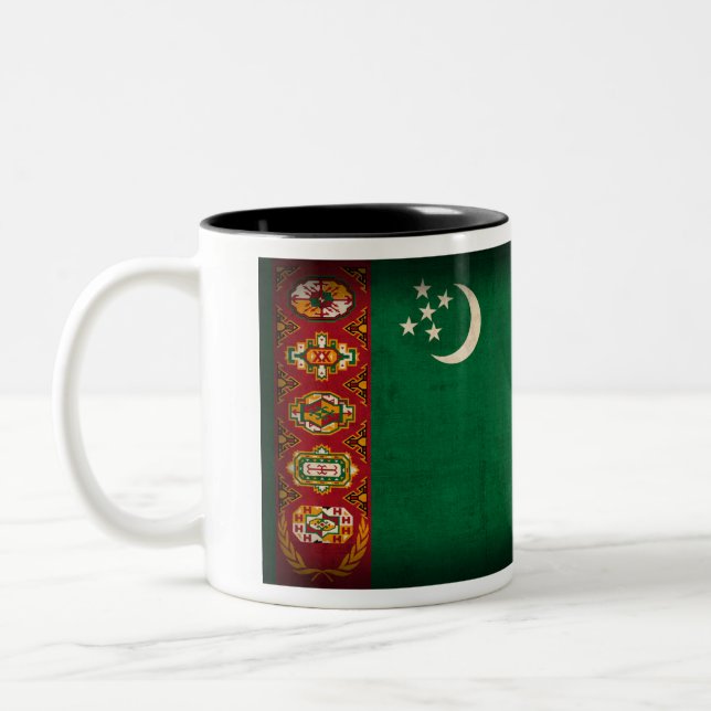 Café Em Dois Tons Caneca afligida bandeira de Turkmenistan (Esquerda)