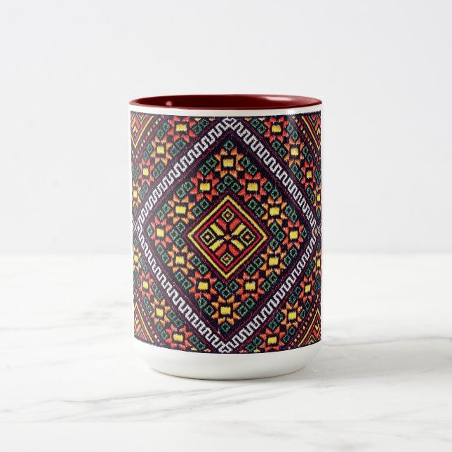 Café Em Dois Tons Caneca alaranjada dos sóis do bordado de (Centro)