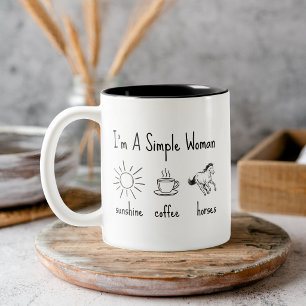 Café Em Dois Tons Caneca Amante de Cavalos Mulher Simples
