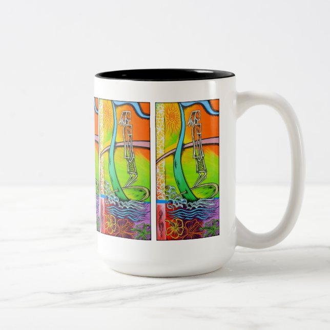 Café Em Dois Tons Caneca anca de Longboard (Direita)