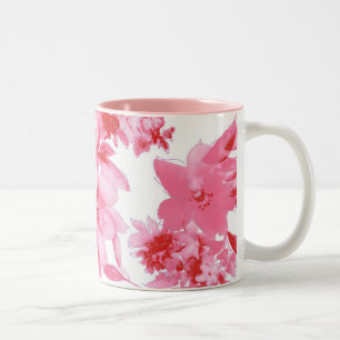 Café Em Dois Tons Caneca Artística de Flor Rosa