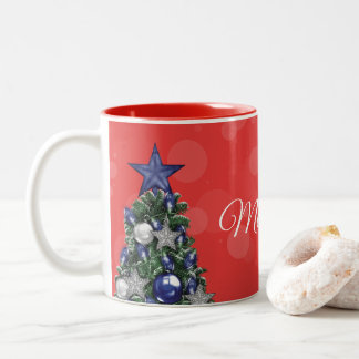 Café Em Dois Tons Caneca - árvore de Natal