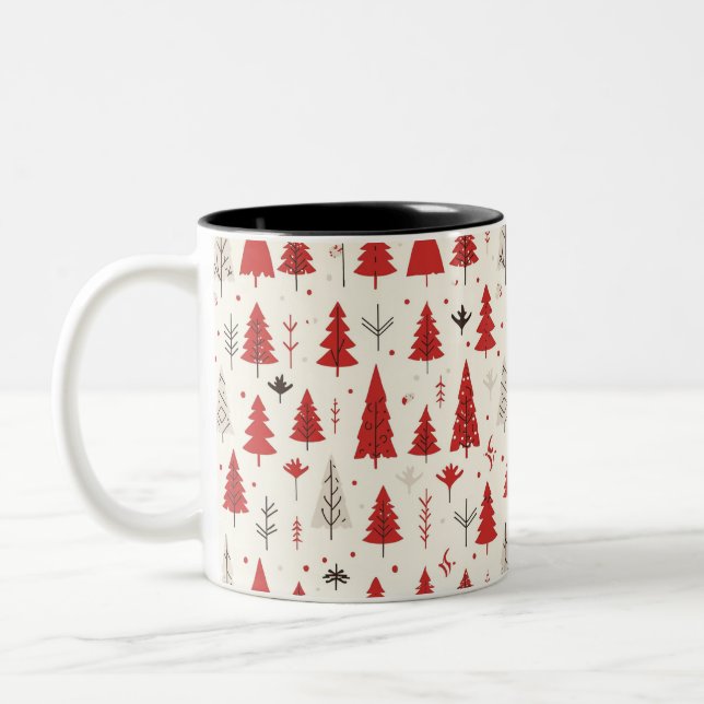 Café Em Dois Tons Caneca Árvore de Natal Festiva (Esquerda)