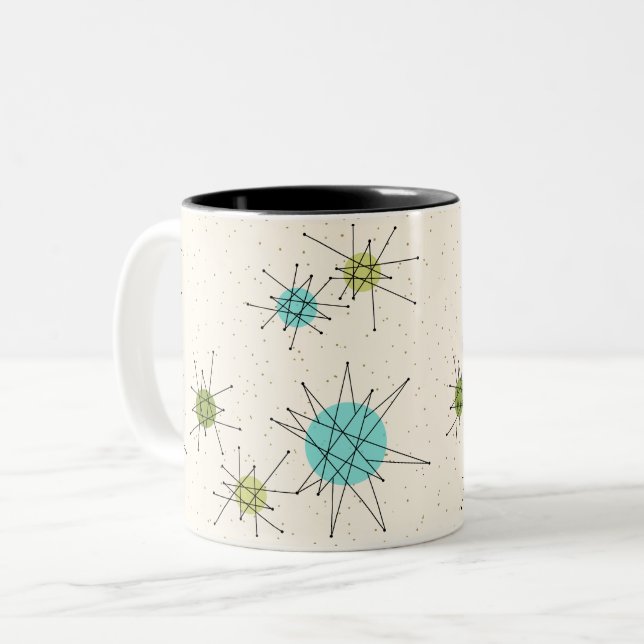Café Em Dois Tons Caneca atômica icónica do Dois-Tom de Starbursts (Frente Esquerda)