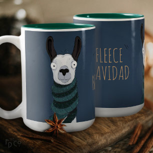 Café Em Dois Tons Caneca Azul Cinza 'Fleece Navidad' de Llama Divert