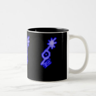 Café Em Dois Tons Caneca azul de néon da assinatura do eco