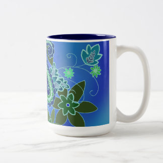 Café Em Dois Tons Caneca azul de Paisley