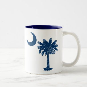 Café Em Dois Tons Caneca azul de South Carolina do Palmetto