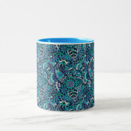 Café Em Dois Tons Caneca azul e roxa colorida do teste padrão de
