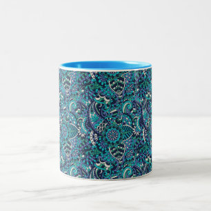 Café Em Dois Tons Caneca azul e roxa colorida do teste padrão de