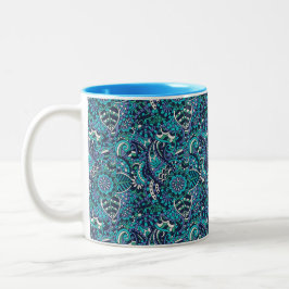 Café Em Dois Tons Caneca azul e roxa colorida do teste padrão de