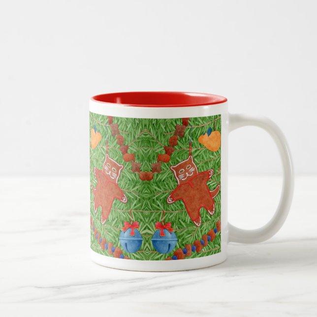 Café Em Dois Tons Caneca Bicolor GATO DE BISCOITO DE GENGIBRE Vermel (Direita)
