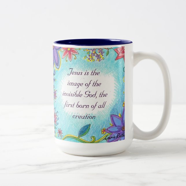 Café Em Dois Tons Caneca bonita com escritura de Jesus (Direita)