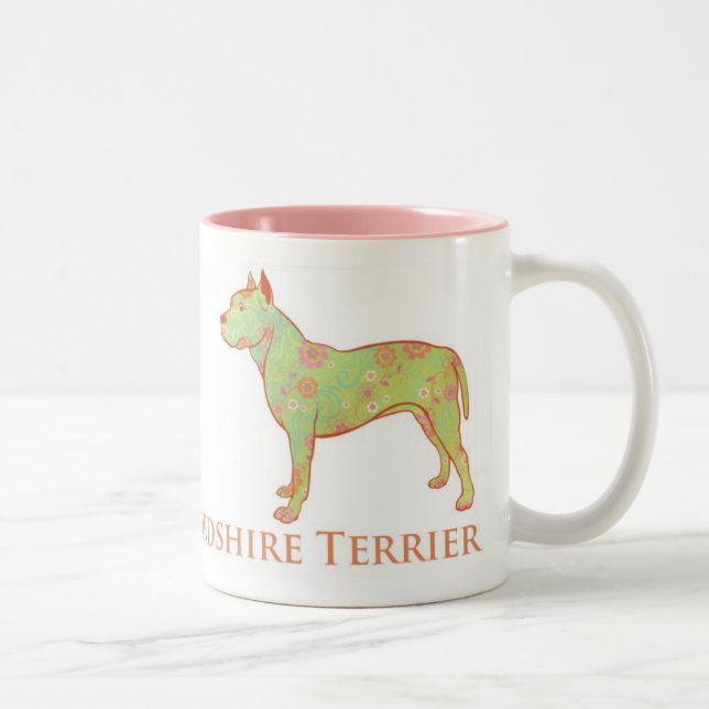 Café Em Dois Tons Caneca bonita de Pitbull/Staffy Terrier (Direita)