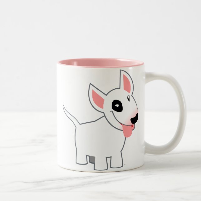 Café Em Dois Tons Caneca bonito de bull terrier dos desenhos (Direita)